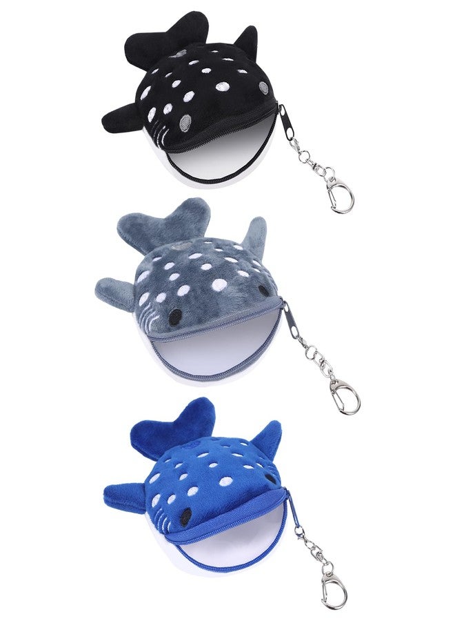 Qiuruoo 3 PCS Whale Shark Coin Purse, Kawaii Whale Wallet Zipper Shark Wallet, Small Embroidered Fish Marine Animal Coin Purse for Women for Keychain, Holds Coins, Lipstick, Keys - Image 1